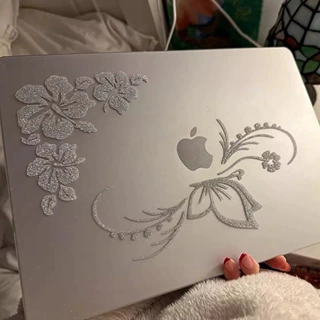 博主银色爆闪扶桑花笔记本电脑平板闪粉贴纸ins风古早装饰素材贴
