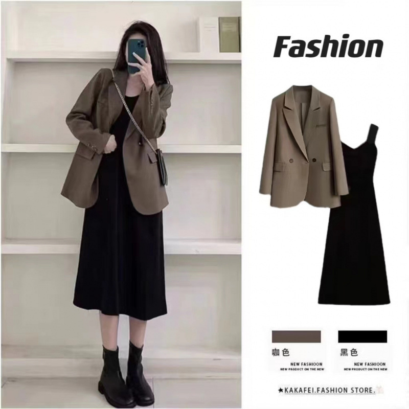 Spring and Autumn Maternity Wear New Style High-End Elegant Ladylike Vest Dress and Blazer Two-Piece Set