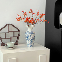 新中式陶瓷梅瓶瓷水养摆件客厅插花器皿感干花青花瓷花瓶复古