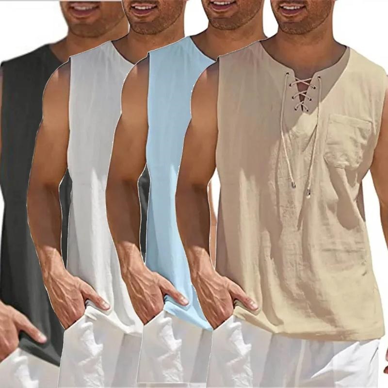 P 91493 Casual Solid Color Sleeves Vest Solid Color Men's Vest