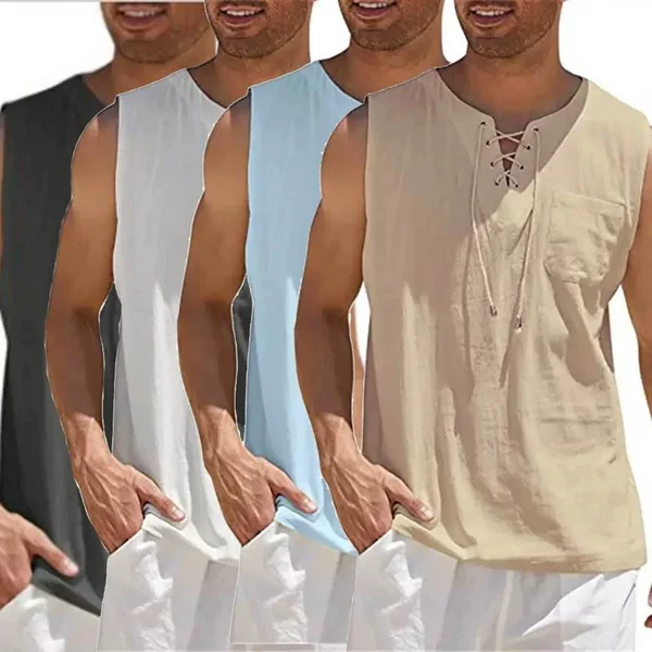 P 91493 Casual Solid Color Sleeves Vest Solid Color Men's Vest