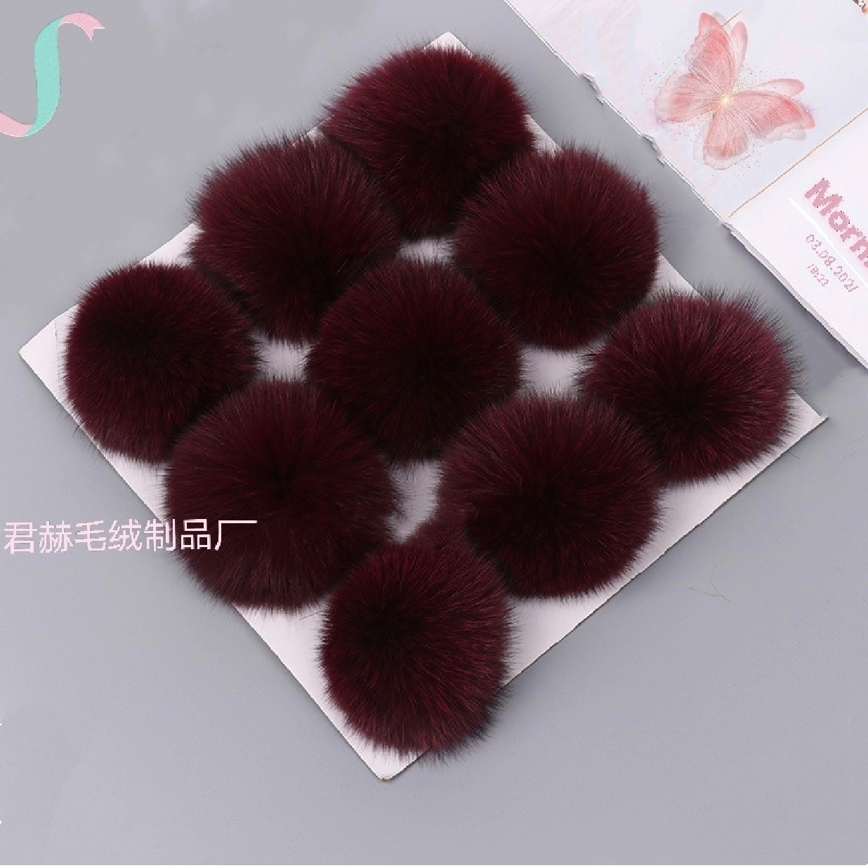 En stock 8-9cm de piel de zorro real Bola de piel accesorios de Ropa Accesorios de bricolaje bola de peluche colgante de la joyería