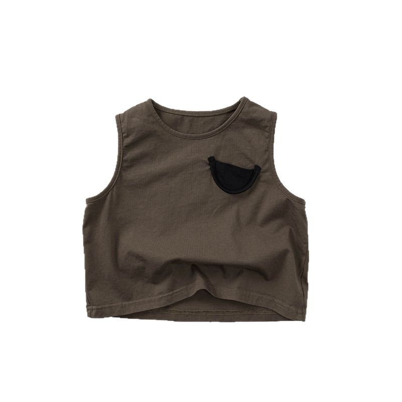 Chaleco infantil moderno, estilo coreano y japonés, verano 2026, camiseta sin mangas de algodón puro para niños y niñas, ropa infantil al por mayor