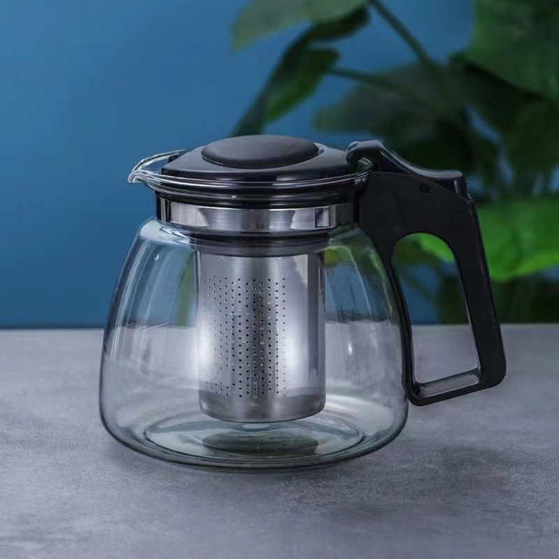 Multi-especificación de gran capacidad 900ML agua hirviendo cerveza de vidrio flor tetera juego de té imprimible logo regalo hotel