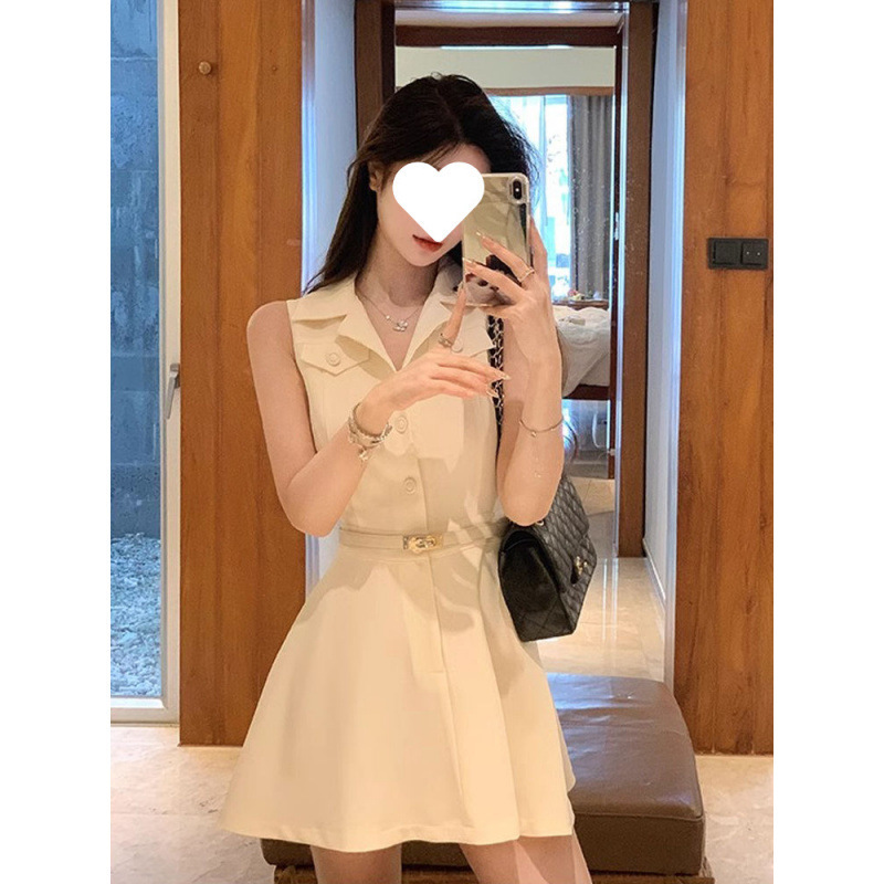 【店铺热销】夏季新款法式纯欲风高级感无袖衬衫连衣裙子女设计感|undefined