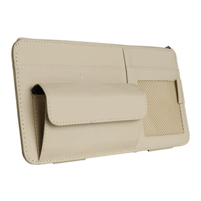 Car Glasses Clip/Bill Clip | Holder Receipt Document Holder - 3062-beige-nappa-leather-glasses-case