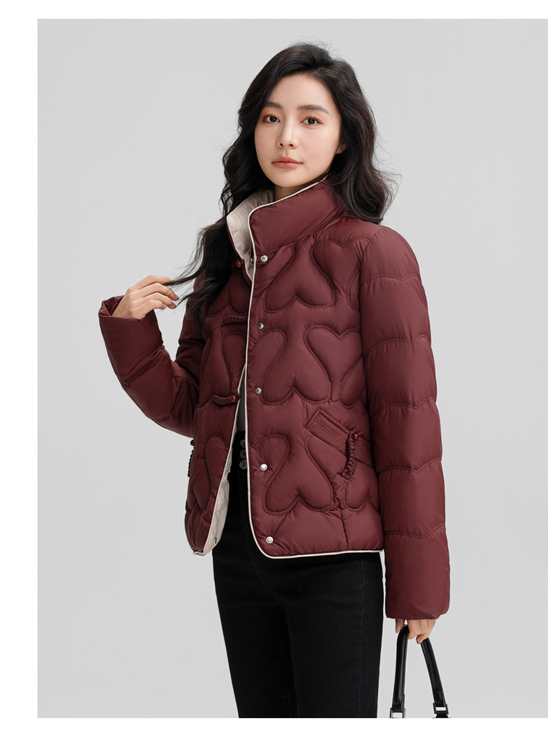 New Chinese style 2024 winter retro button down short fashion stand collar lightweight women's cotton Down jacket_voghion.com