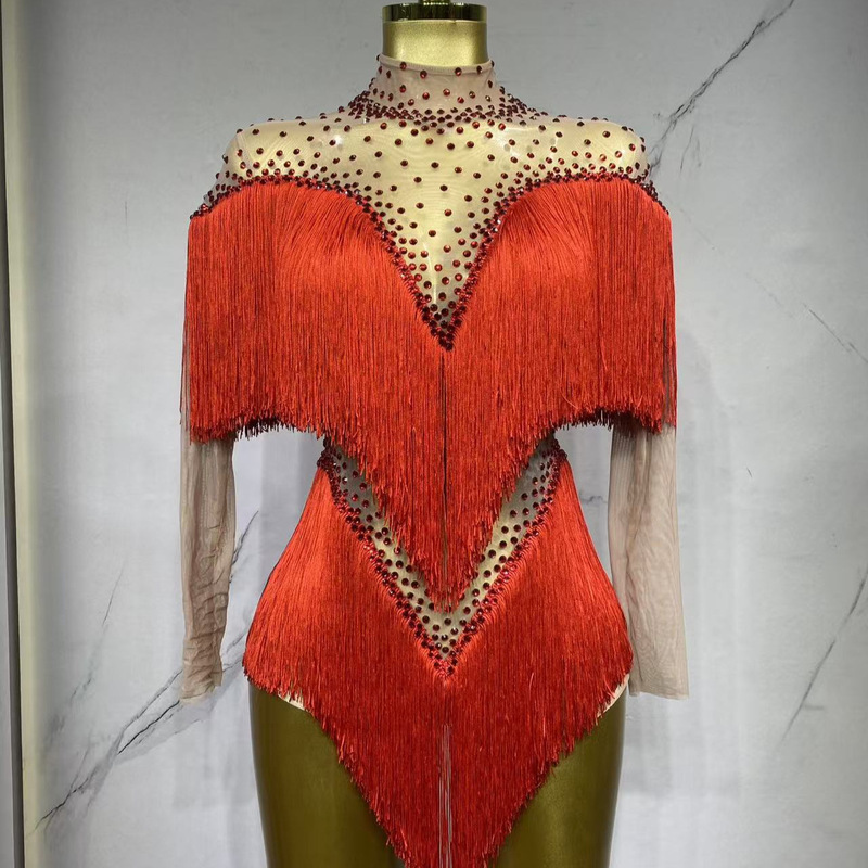 Sexy Tassel Seven-Color Fringe Latin Dance Leotard, Birthday Party Performance Outfit, Stage Performance Costume Sexy Tassel Seven-Color Fringe Latin Dance Leotard, Birthday Party Performance Outfit, Stage Performance Costume