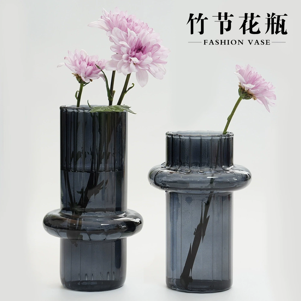 Скандинавская светло-роскошная дымно-серая бамбуковая стеклянная ваза минималистичная креативная настольная бутылка с ароматом