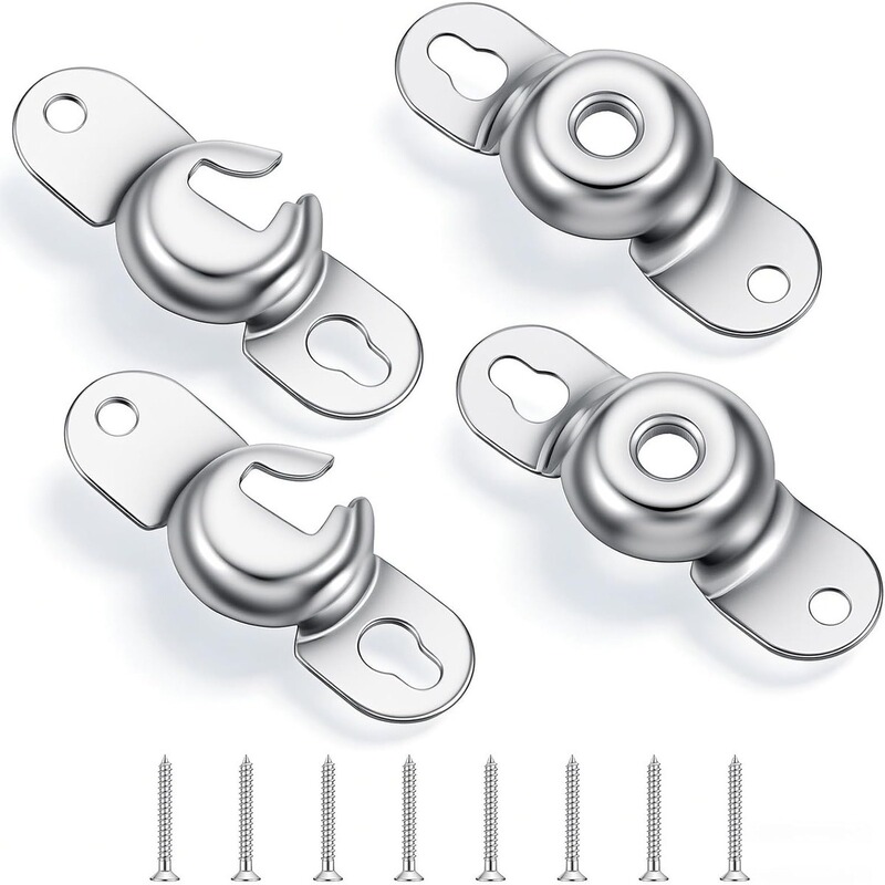 1 Pair of 3.8mm Metal Curtain Brackets - Heavy-Duty Roller Sunshade Hardware with Screws and Adhesive Mounting Bracket Set