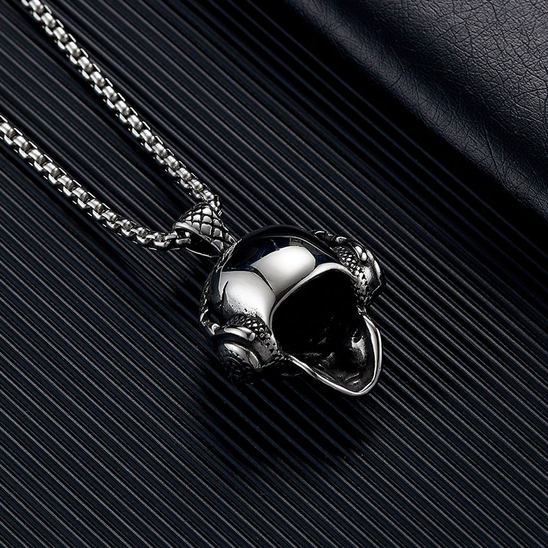 Street Occasion Titanium Steel Material Hip-Hop Retro Geometric Solid Color Titanium Steel Halloween Men's Pendant Necklace