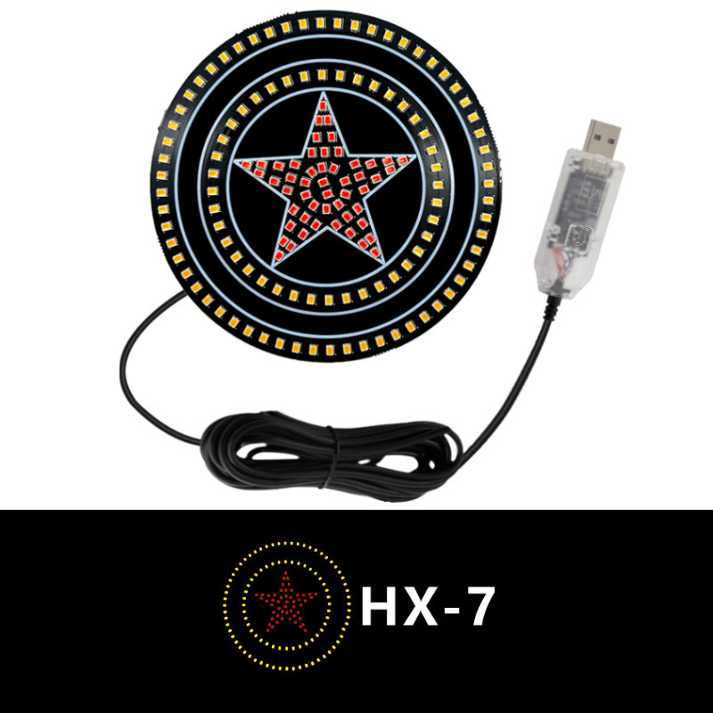 跨境汽车LED车窗霓虹灯五角星爱心装饰三角窗USB免接线氛围灯|undefined