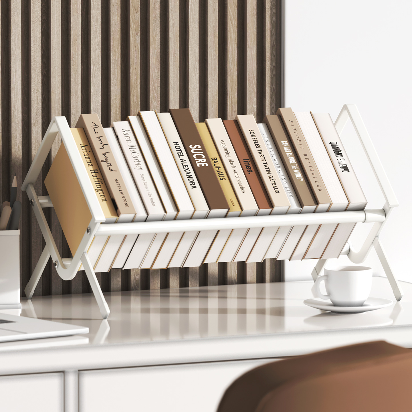 Desktop Storage Rack, Extendable Countertop, Movable Office Bookshelf, Bay Window Storage Display Rack, No Drilling Required