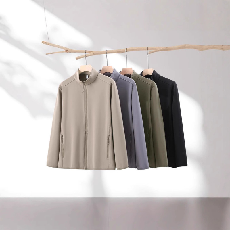 Soft Shell Jacket Stand Collar Workwear Autumn and Winter Fleece Jacket Outdoor Mountaineering Group Jacket Printed Logo Men and Women