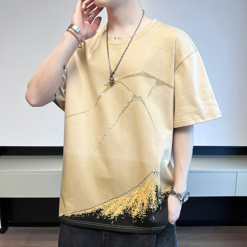 Camiseta de manga corta para hombres de verano nueva camiseta de algodón transpirable de cuello redondo tendencia de moda en la ropa de media manga