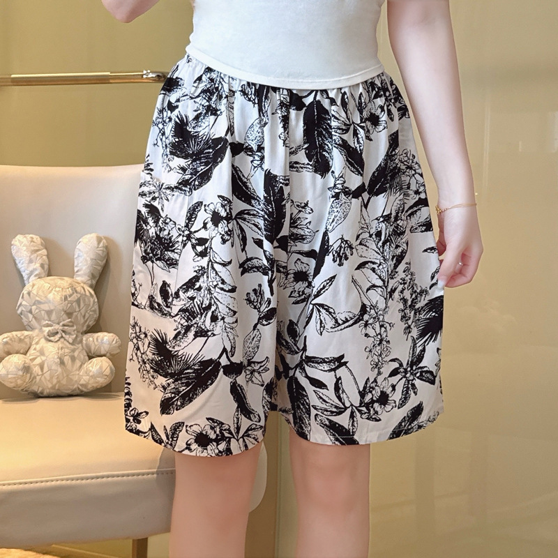 New Arrival Pajama Pants Women's Summer Cotton Shorts Artificial Cotton Beach Pants Quick-drying Printed Loose Home plus size Casual Pants