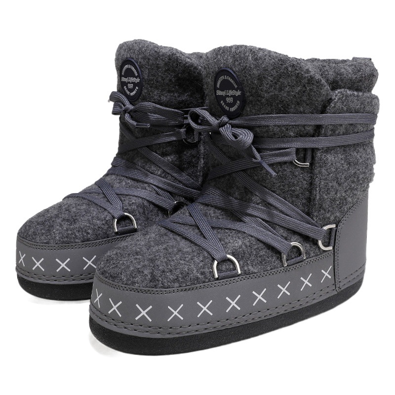 Versión pública transfronteriza Taobao gris botas de lana forro engrosada felpa caliente y cómoda entrega de una sola pieza al por mayor orden de comercio exterior