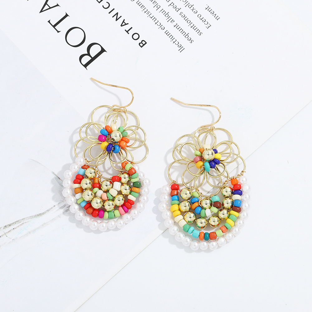 Bohemian Fashion Hand-woven Flower Earrings display picture 2