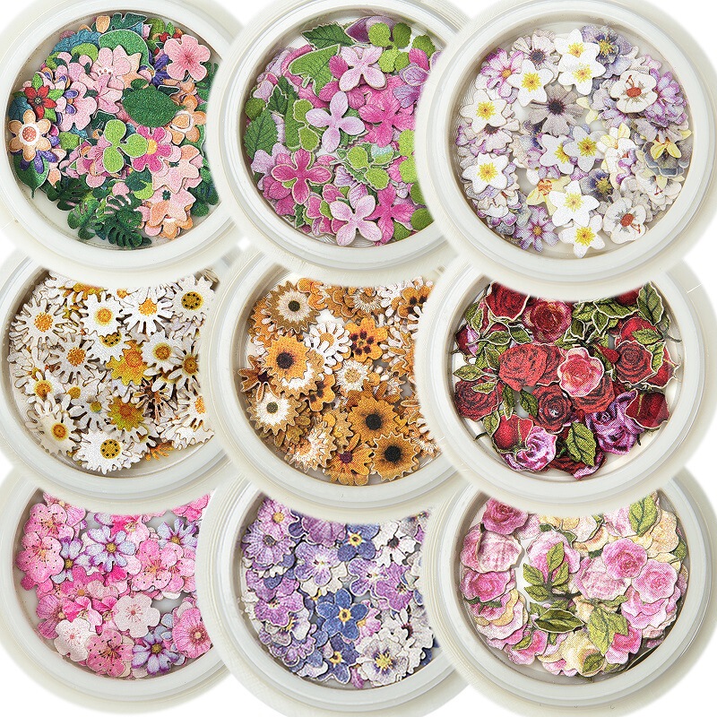 Nail art net red popular new jewelry Japanese wood pulp piece color flower patch three-dimensional small flower imitation dried flower slice Nail art net red popular new jewelry Japanese wood pulp piece color flower patch three-dimensional small flower imitation dried flower slice