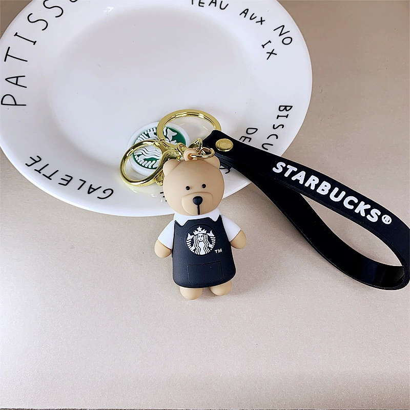 Брелок Starbucks с трехмерной cartoon, кулон, силиконовая кукла, с маленькими мишками, креативный подарок