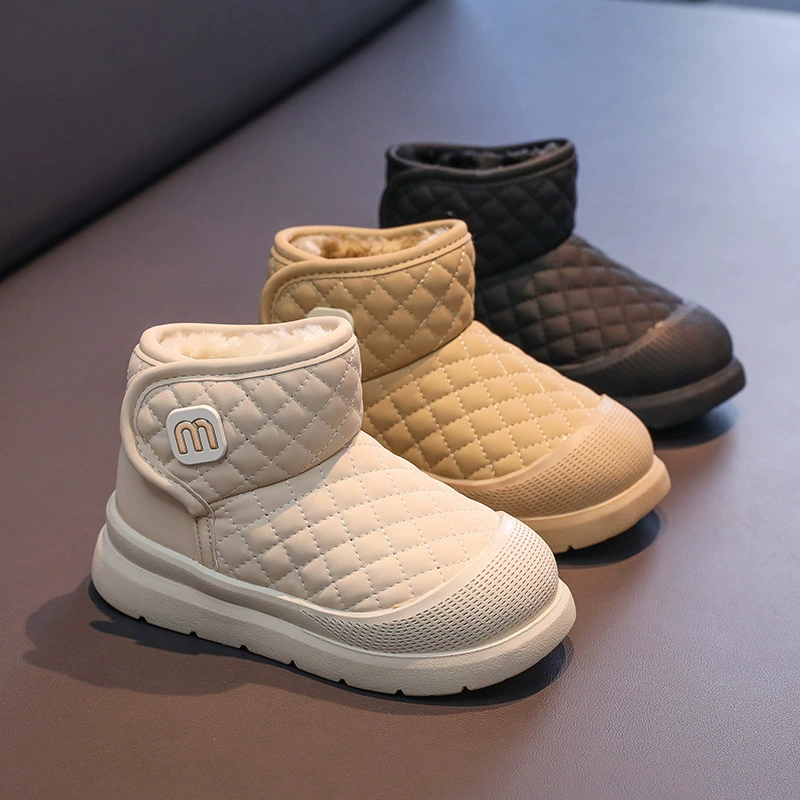 Детские утепленные хлопковые сапоги на флисовой подкладке, новинка зимы 2025 года, однотонные теплые сапоги для мальчиков и девочек, зимние сапоги.