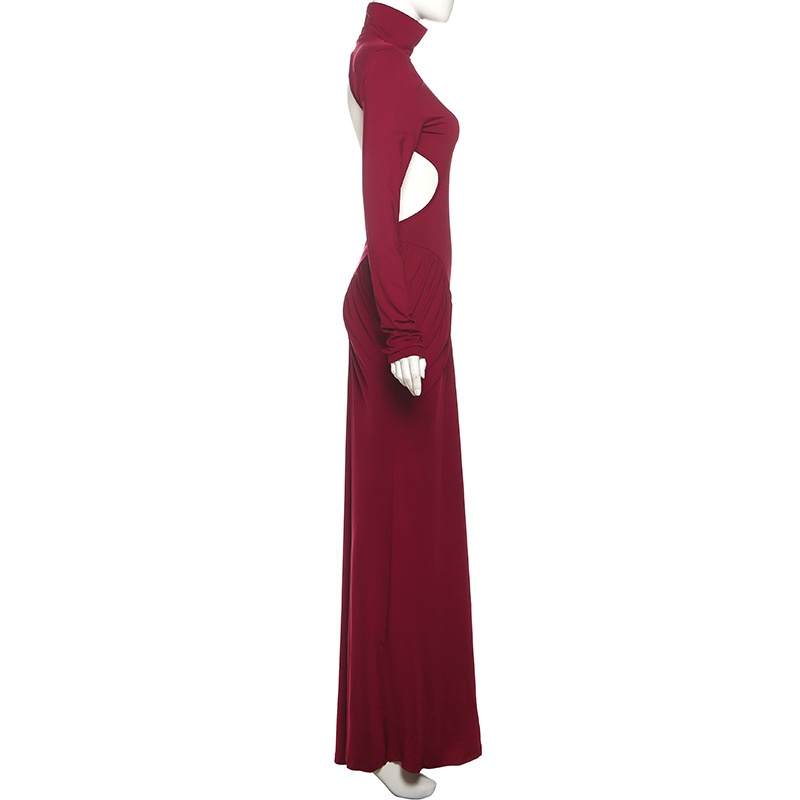 Elegant High Neck Bodycon Long Dress With Backless Design - Slim Fit Summer Maxi Dress For Women In Solid Colors_voghion.com