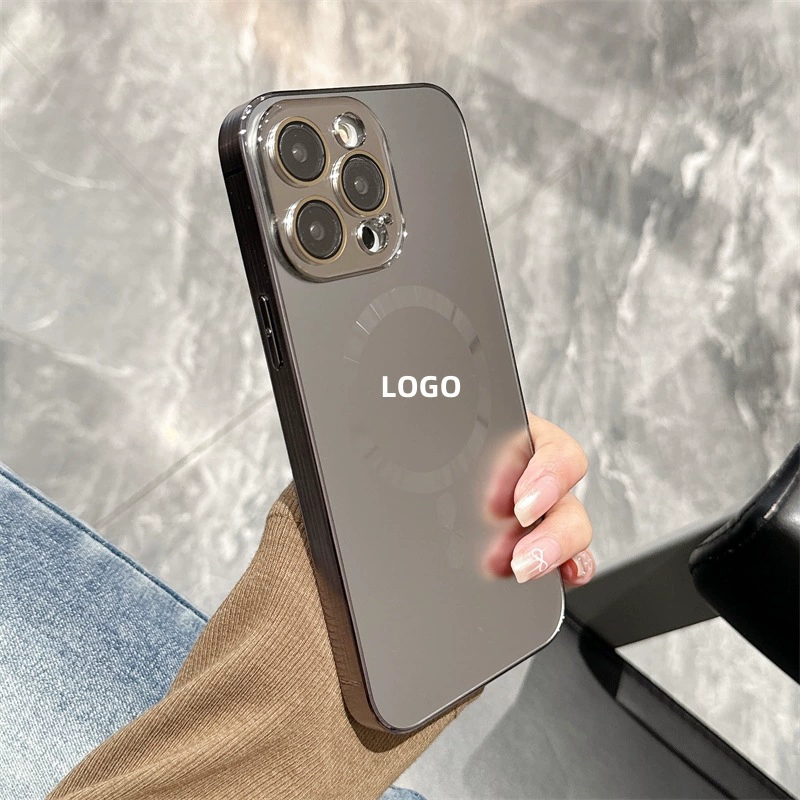 Применимо iPhone15promax чехол для телефона нано-AG матовое магнитное притяжение для гальваники яблоко 14 титановый золотой корпус 13
