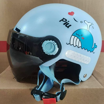 Motosiklet kaskı (dəbilqə) Boys and Girls, Baby Electric - frosted-blue-little-whale-short-clear-lenses