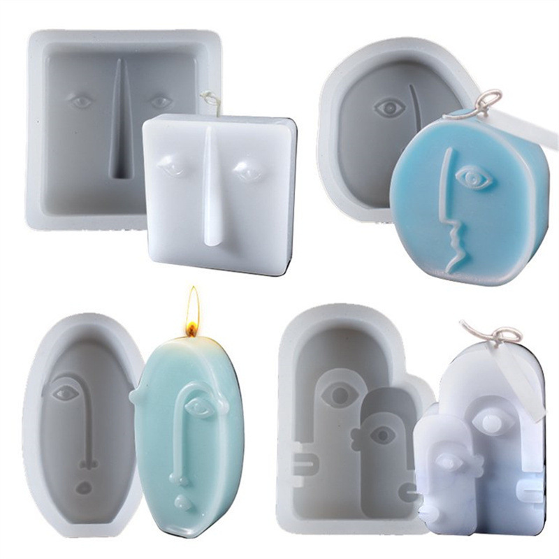 Art abstract face silicone candle mold DIY irregular handmade simple figure soap mold home decoration