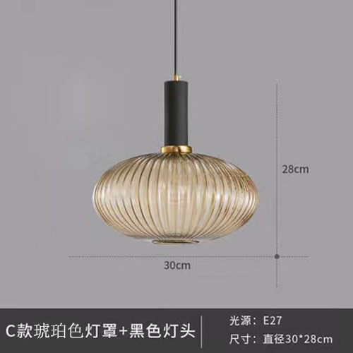 Lámpara colgante nórdica para bar y restaurante, lámpara de noche minimalista, linterna creativa a rayas, lámpara colgante pequeña de cristal retro japonesa de una sola cabeza
