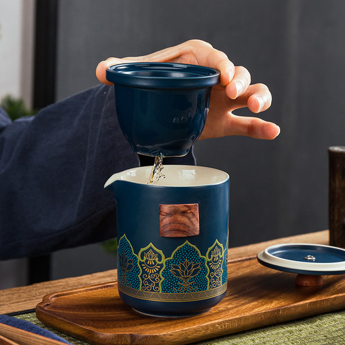 Japanese-style travel tea set with one pot and three cups, quick cup outdoor portable office custom gift, suitable for souvenir