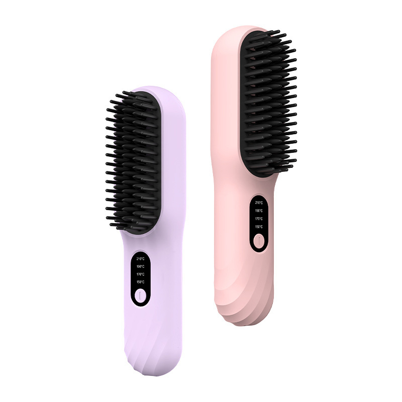 クロスボーダー家庭用無線ヘアブラシ充電ポータブル電動ヘアブラシストレート巻き両用ふんわりヘアピン|undefined