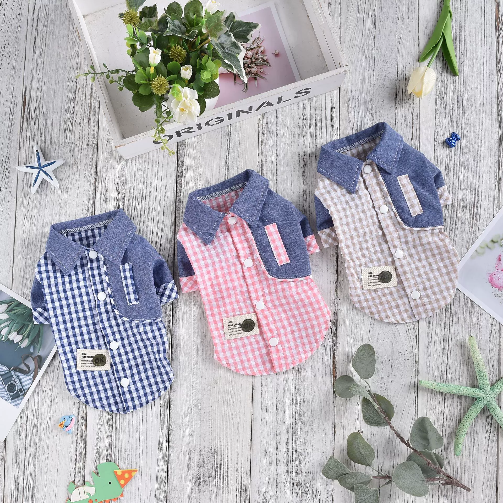 Кошачья домашняя рубашка весной и летом тонкая трехцветная собака малого и среднего размера