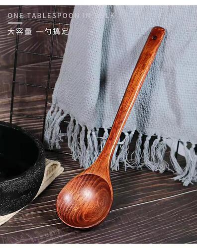 Stir-frying wooden spoon with extended handle wooden spoon can stir-fry wooden spoon antique wooden spoon household non-stick wooden spoon