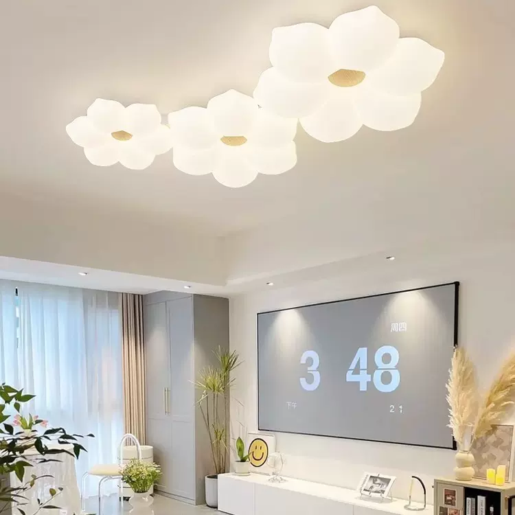卧室吸顶灯网红花瓣奶油风儿童房灯家用温馨浪漫2025年新款房间灯