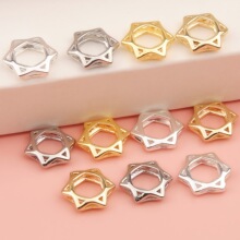 18K铜镀金高保色六角芒星套珠圈包珠环隔珠diy手工手串饰品配件