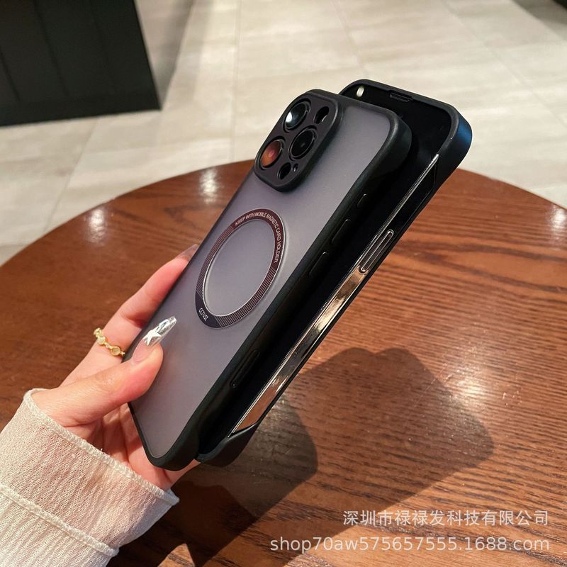 Apple 16 マットフレームレス磁気吸着スマホケース iPhone 17 Pro Max 四隅落下防止保護カバー 15対応|undefined