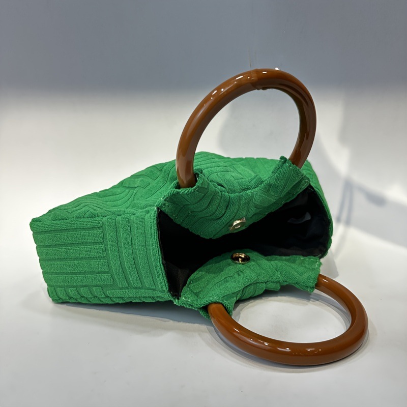 Cloud Shape Shape Green Corduroy Solid Color Cloud Shape Evening Bags