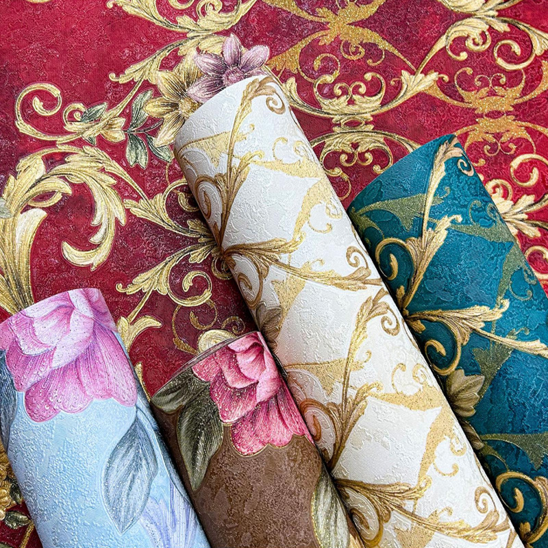 Wholesale 3D three-dimensional European Damascus wallpaper, bedroom headboard, living room background, wall decoration, waterproof wallpaper
