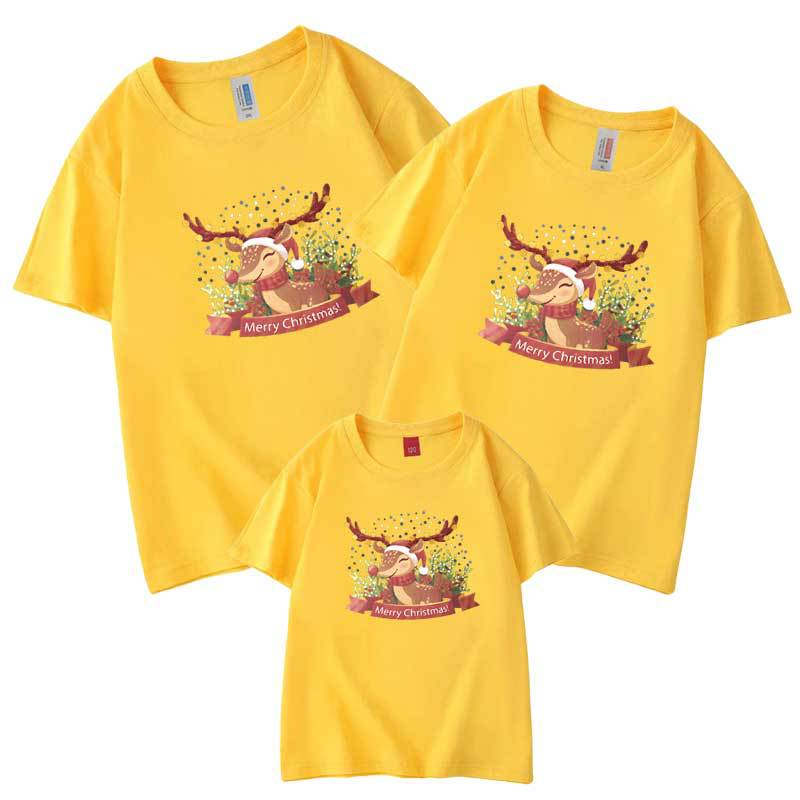 Comercio electrónico transfronterizo Ropa de padres e hijos de Navidad europea y americana nueva camiseta de madre-hijo de Tres Bocas manga corta