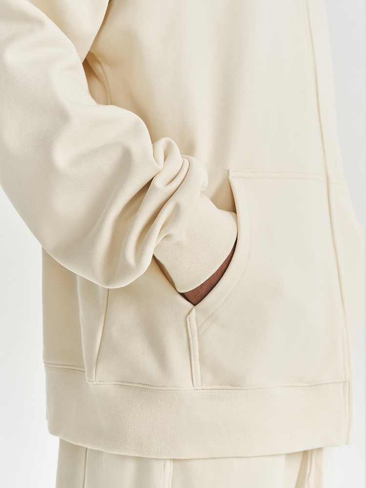 2025 秋と冬の新 450 グラムテリールーズトレンディなブランドジッパーフード付きスウェットシャツ無地カジュアルメンズ暖かいジャケット