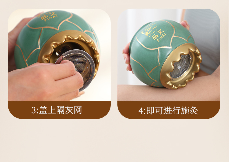 Purple Clay Fire Dragon Jar Portable Moxibustion Gua Sha Massage Tool Dual Use Home Wellness Device in use