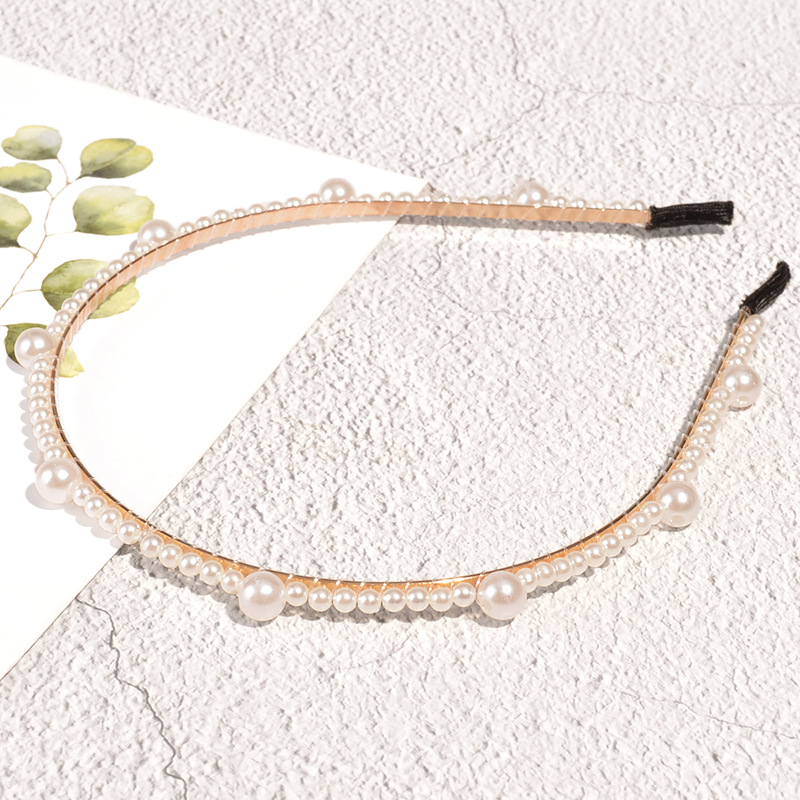 80g Weight Headwear Classification Wedding, Birthday, Festival Occasion Geometric Pattern Women'S Gender Korean Fashion Pearl Thin Side Headband 7