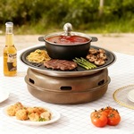 跨境涮烤一体锅烧烤炉商用韩式多用烤肉炉围炉煮茶木炭无烟元宝炉