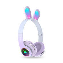PM-08 萌兔发光耳机 头戴式插卡收音无线折叠蓝牙5.0 重低音耳机