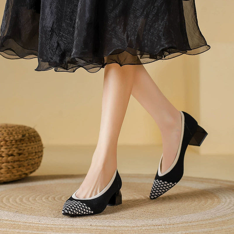 2022 новые туфли принцессы с заостренными и мелкими плетеными туфлями