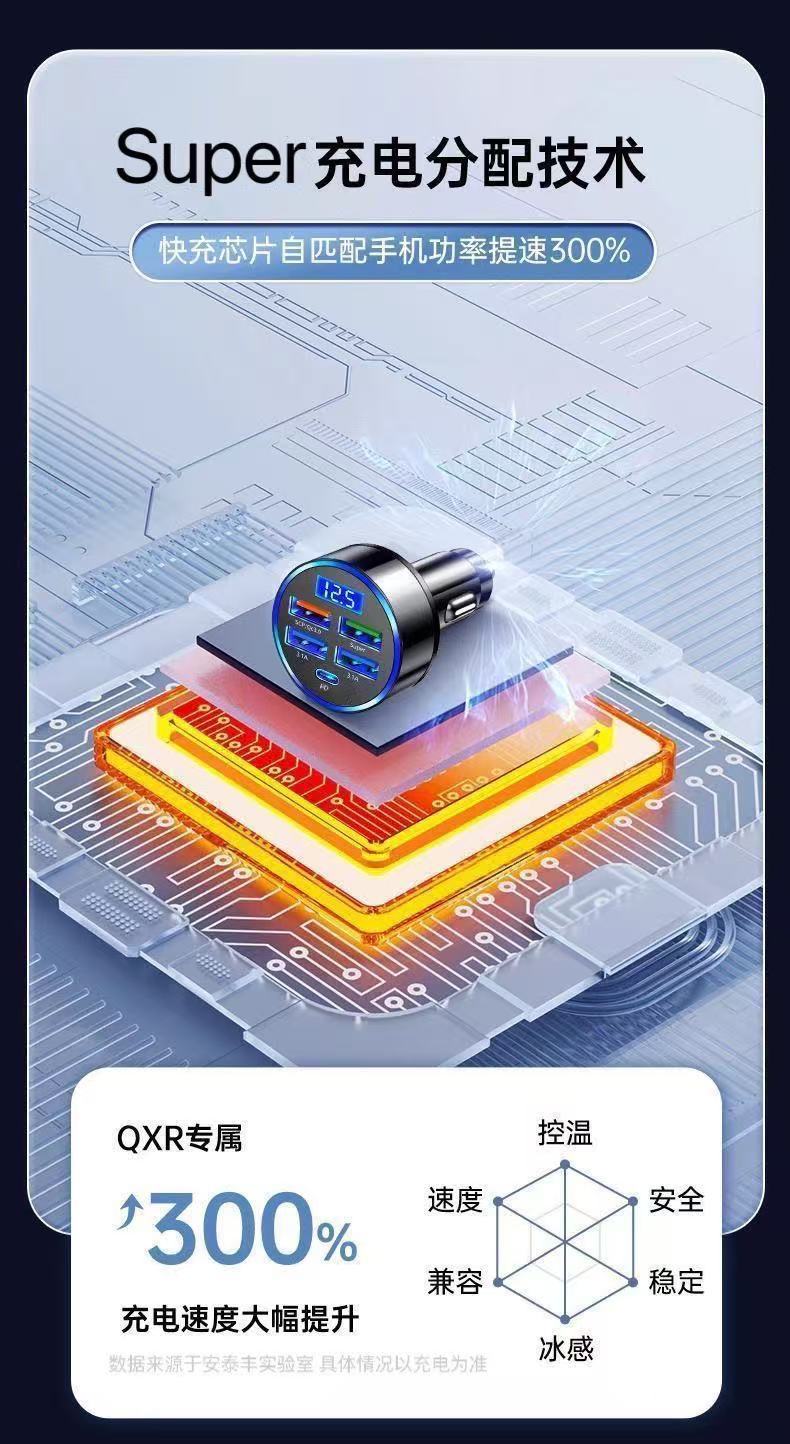 Super Fast Charging 260 Car Voltage Display Charging Car Cigarette Lighter Car Charger USB Mobile Phone Fast Charging Plug