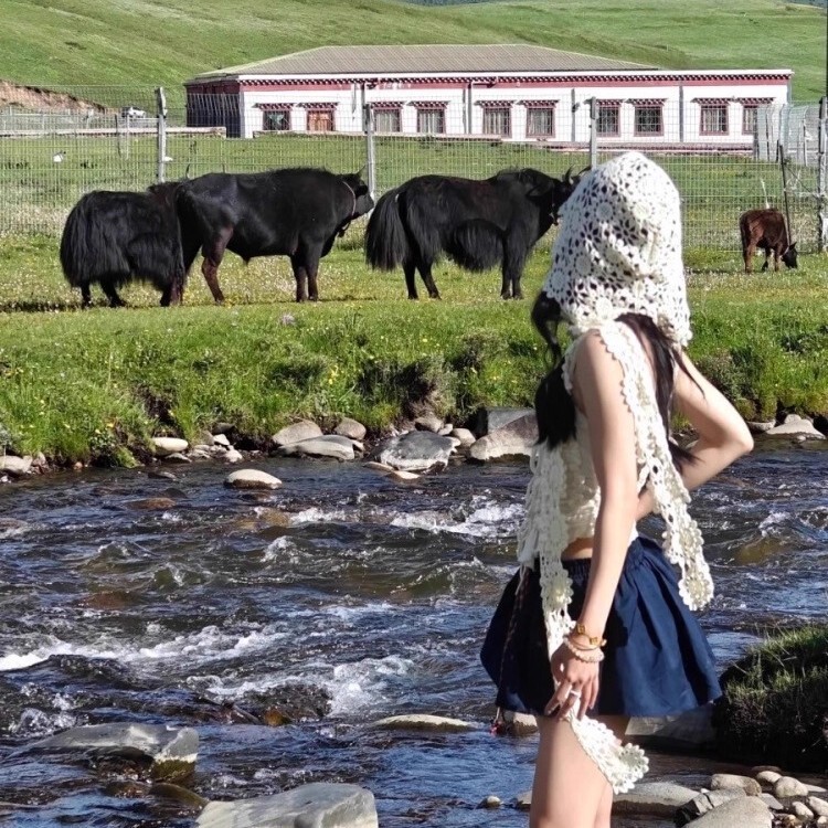 度假氛围感披肩帽女民族风镂空向日葵针织帽夏季小众显脸小套头帽|undefined
