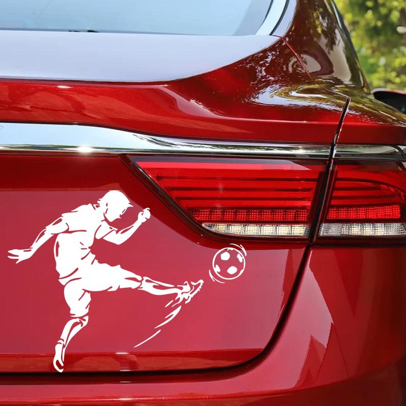Comercio exterior pegatinas de coches de fútbol reflectante nueva venta caliente fútbol deportes fans amor jugando al fútbol pegatinas de coches