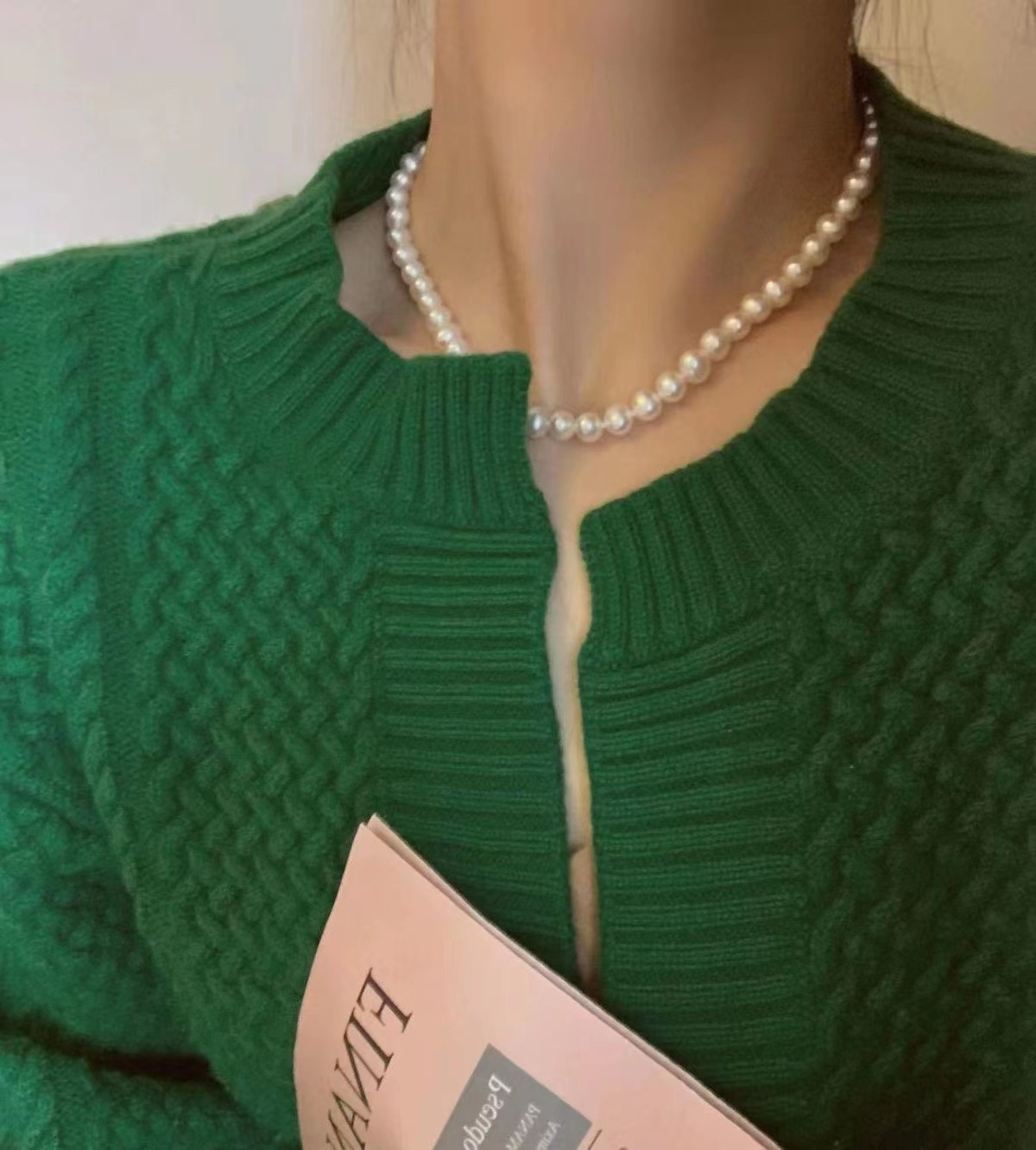 New Style Pearl Chain Clavicle Chain Titanium Steel Necklace display picture 4